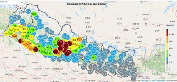काठमाडौंसहित पूर्वी भागमा वर्षा घट्ने, पश्चिममा भोलिसम्म भारी वर्षाको जोखिम