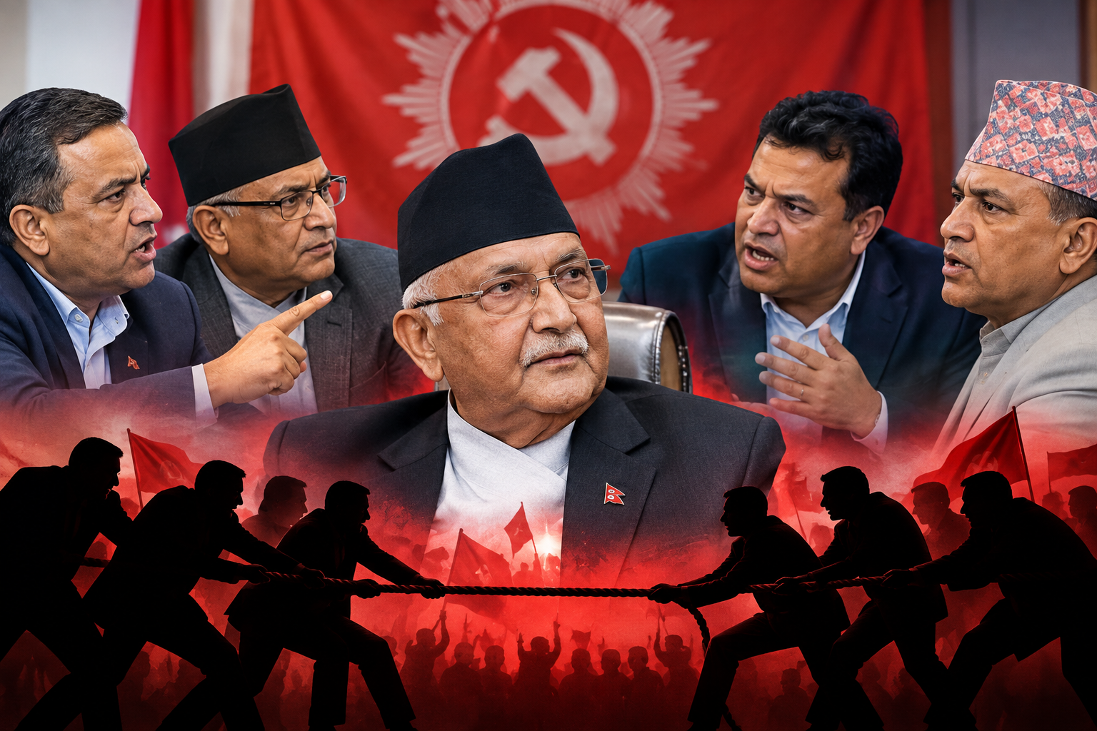 एमालेभित्र शक्ति संघर्ष चर्कियो, ओली नेतृत्व जोगाउने कसरतमा
